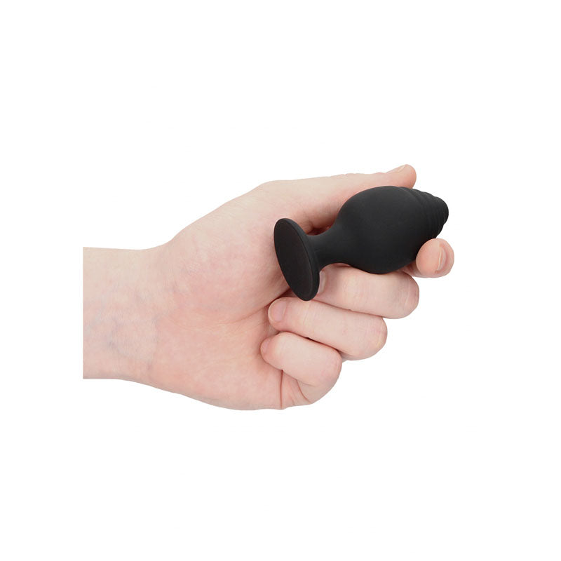 Ouch! Rippled Butt Plug Set - Black - 3 Sizes