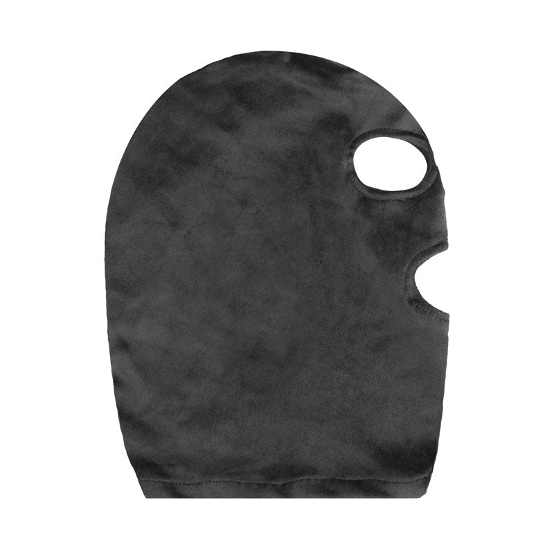 Ouch! Velvet & Velcro Mask with Eye and Mouth Opening - Black Hood