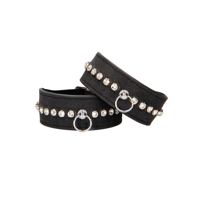 OUCH! Diamond Studded Ankle Cuffs - Black