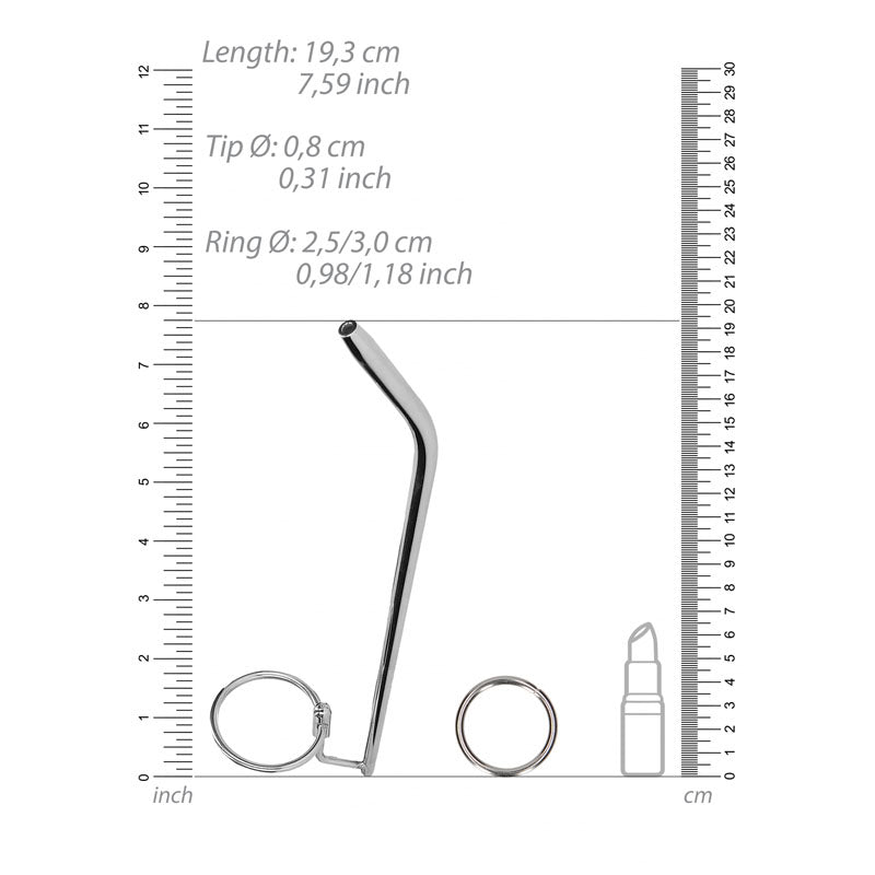 OUCH! Urethral Sounding - Metal 19.7cm Dilator Stick with Ring
