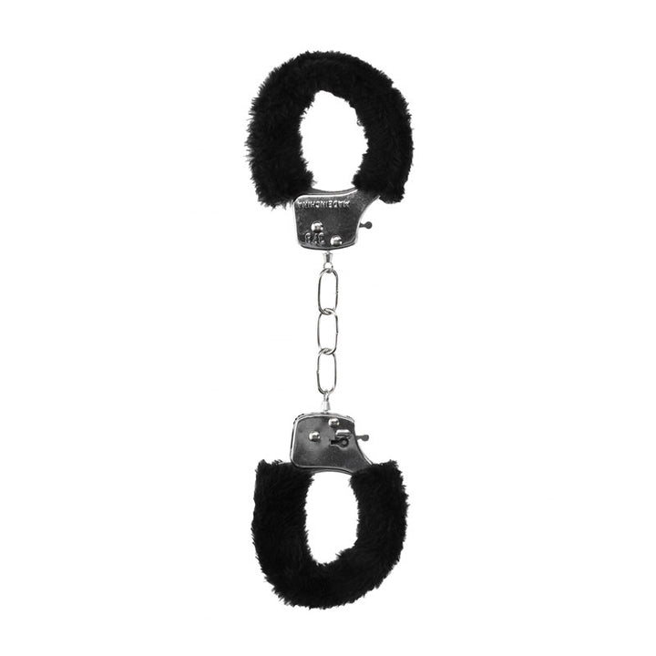 OUCH! Black & White Beginner's Furry Hand Cuffs - Black