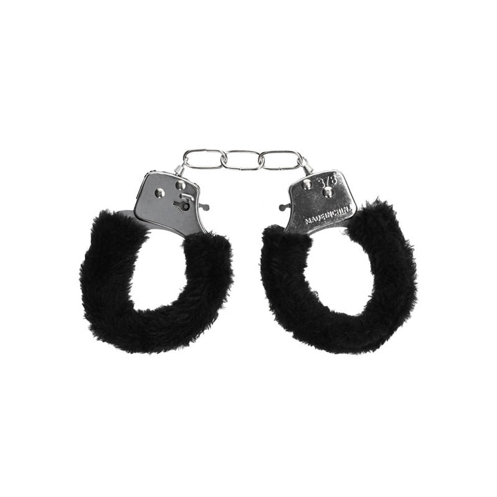 OUCH! Black & White Beginner's Furry Hand Cuffs - Black