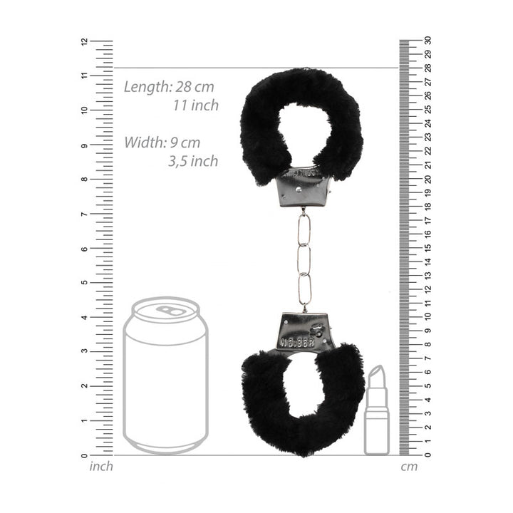 OUCH! Black & White Beginner's Furry Hand Cuffs - Black