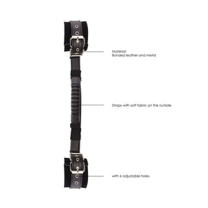 OUCH! Black & White Bonded Leather Hand Cuffs with Handle - Black