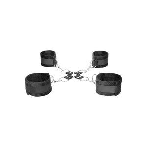 OUCH! Black & White Velcro Hogtie with Hand and Ankle Cuffs - Black