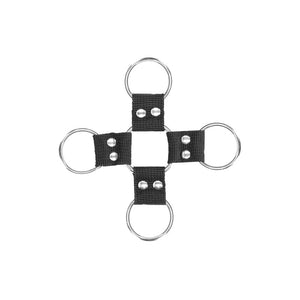 OUCH! Black & White Velcro Hogtie with Hand and Ankle Cuffs - Black