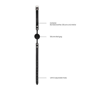 OUCH! Black & White Ball Gag with Adjustable Bonded Leather Straps - Black