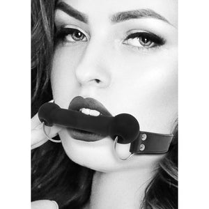 OUCH! Black & White Silicone Bit Gag with Adjustable Straps - Black