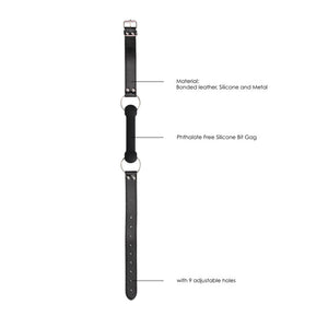 OUCH! Black & White Silicone Bit Gag with Adjustable Straps - Black
