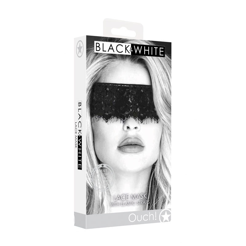 OUCH! Black & White Lace Mask with Elastic Straps