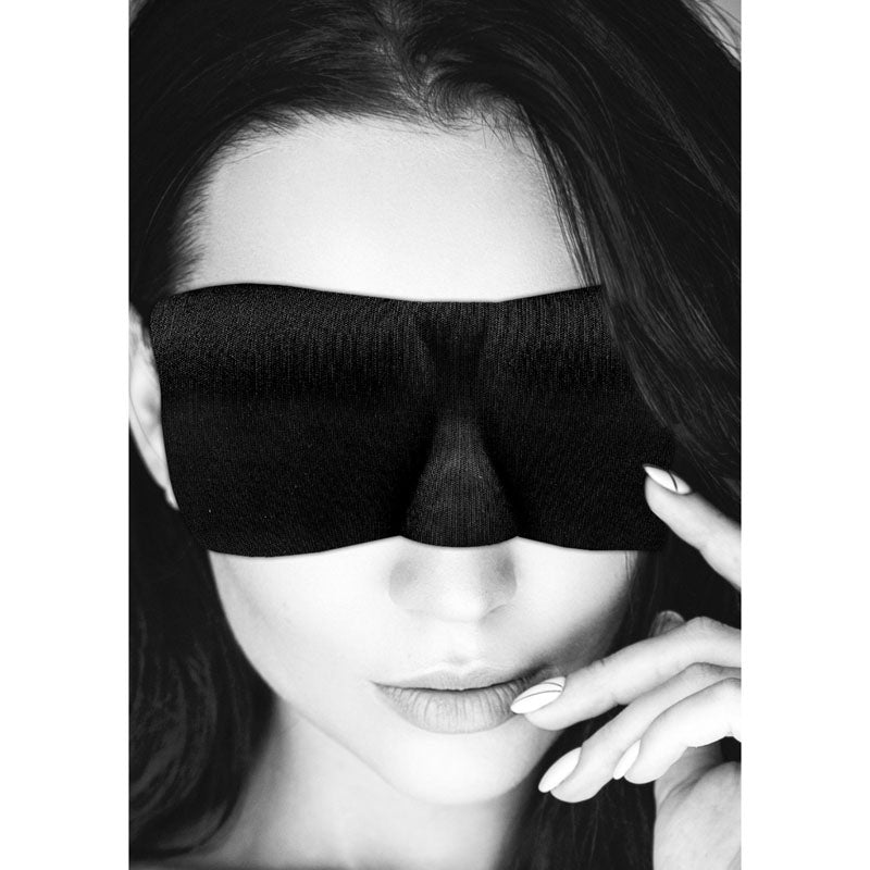 OUCH! Black & White Satin Curvy Eye Mask
