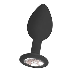 OUCH! Black & White 7.3cm Butt Plug with Removable Jewel - Black