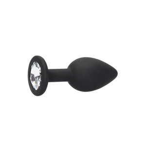 OUCH! Black & White 7.3cm Butt Plug with Removable Jewel - Black