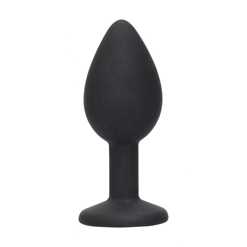 OUCH! Black & White 7.3cm Butt Plug with Removable Jewel - Black