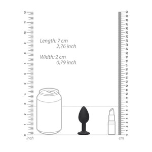 OUCH! Black & White 7.3cm Butt Plug with Removable Jewel - Black