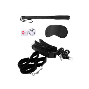 OUCH! Black & White Belt Bondage Kit - 4 Piece Set