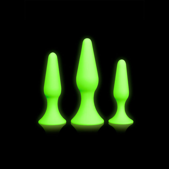 Ouch! Glow In The Dark Butt Plug Set - Set of 3 Sizes