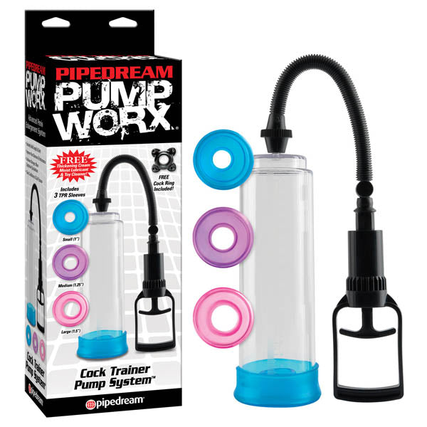 Pump Worx Cock Trainer Pump System - Clear Penis Pump with 3 Sleeves