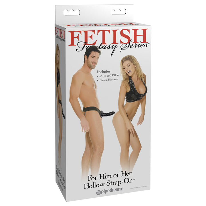 Fetish Fantasy Series For Him Or Her Hollow 6 Inch Strap-On - Black