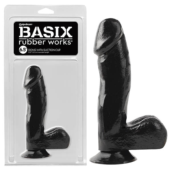 Basix Rubber Works 6.5 Inch Dong With Suction Cup - Black