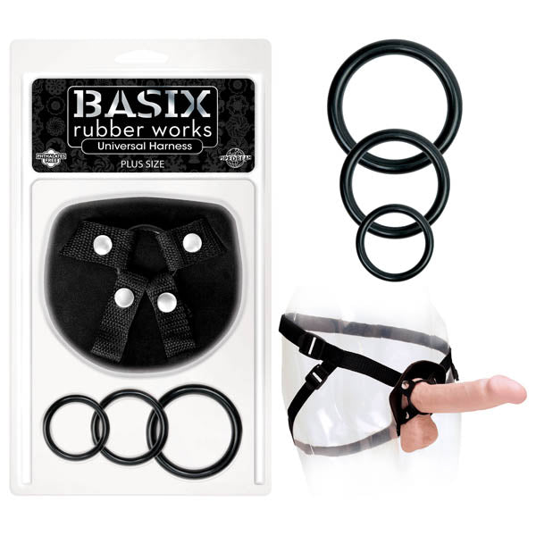 Basix Rubber Works Universal Harness - Plus Size - Black