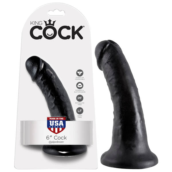 King Cock 6 Inch Cock - Black Dong