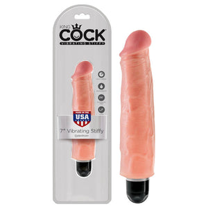 King Cock 7 Inch Vibrating Stiffy - Flesh