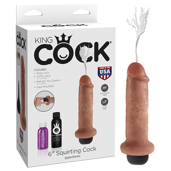 King Cock 6 Inch Squirting Cock - Tan Realistic  Dong