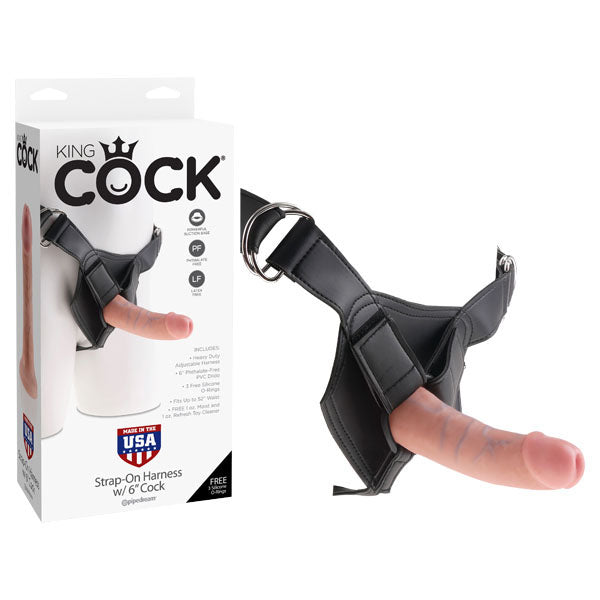King Cock Strap-On Harness with 6 Inch Flesh Dong