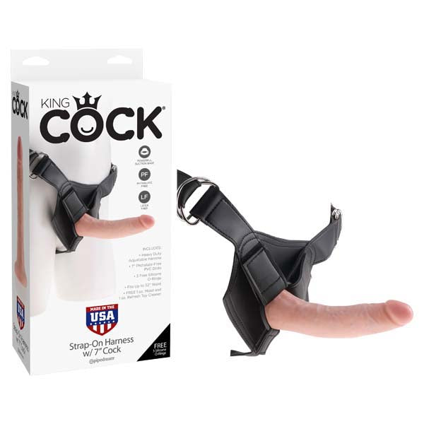 King Cock Strap-On Harness With 7 Inch Realistic Dildo - Flesh