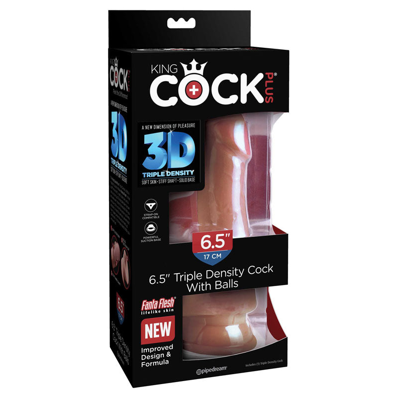 King Cock Plus 6.5 Inch Triple Density Cock with Balls - Tan