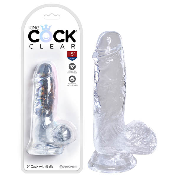 King Cock Clear 5'' Cock with Balls - Clear 12.7 cm Dong