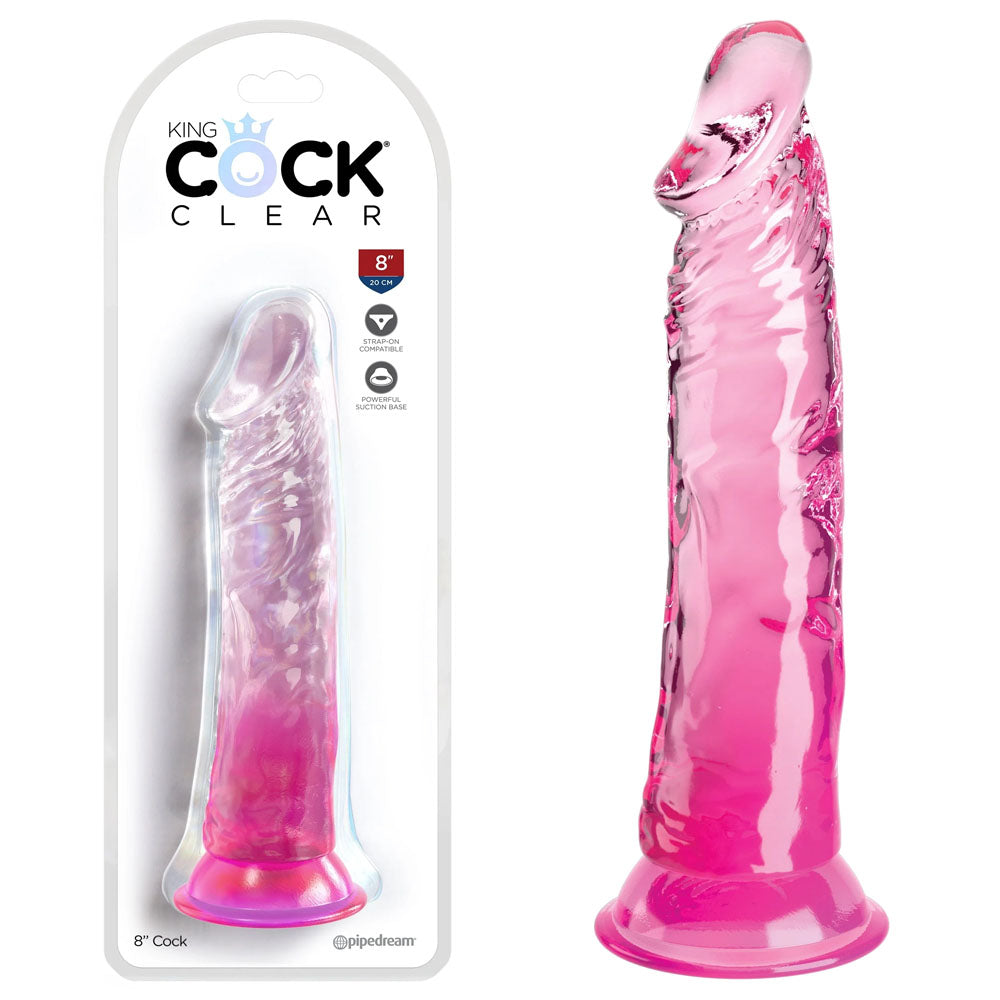 King Cock Clear 8 Inch Dildo - Pink