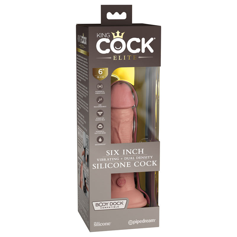 King Cock Elite 6 Inch Flesh Vibrating Dual Density Cock