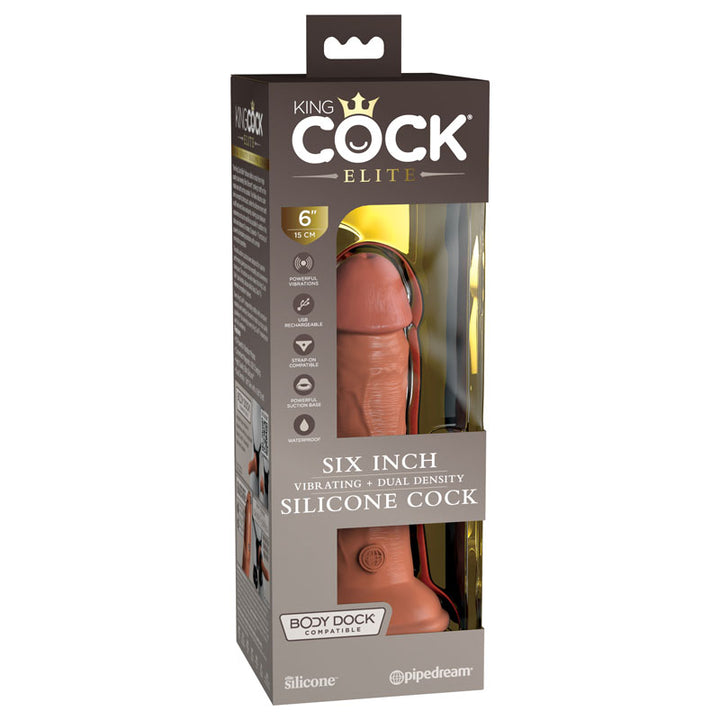 King Cock Elite 6 Inch Tan Vibrating Dual Density Cock