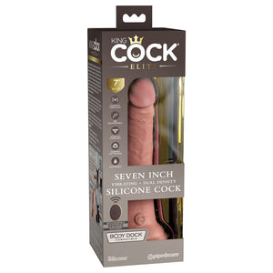 King Cock Elite 7 Inch Flesh Vibrating Dual Density Cock with Remote Control