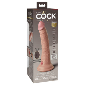 King Cock Elite 7 Inch Flesh Vibrating Dual Density Cock with Remote Control