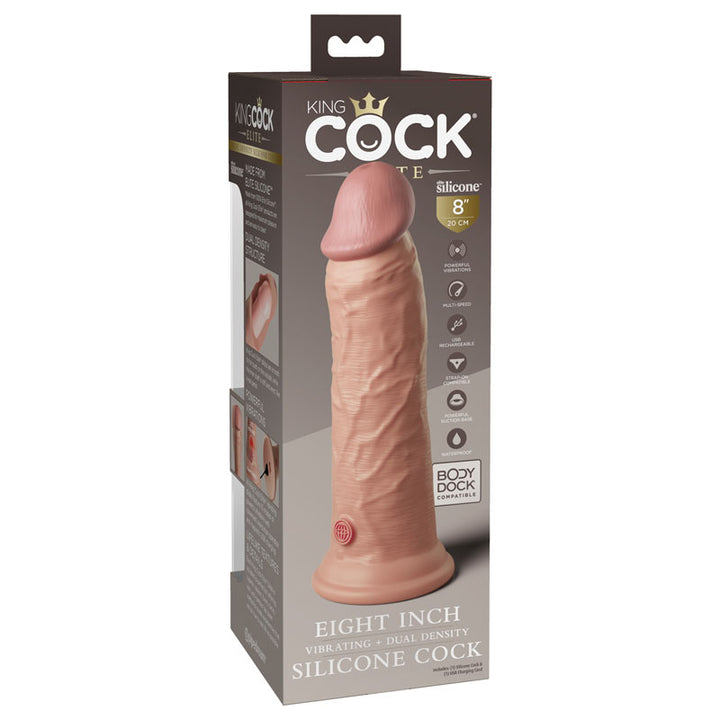 King Cock Elite 8 Inch Flesh Vibrating Dual Density Cock