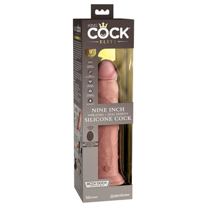 King Cock Elite 9 Inch Flesh Vibrating Dual Density Cock with Remote Control