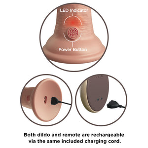King Cock Elite 9 Inch Flesh Vibrating Dual Density Cock with Remote Control