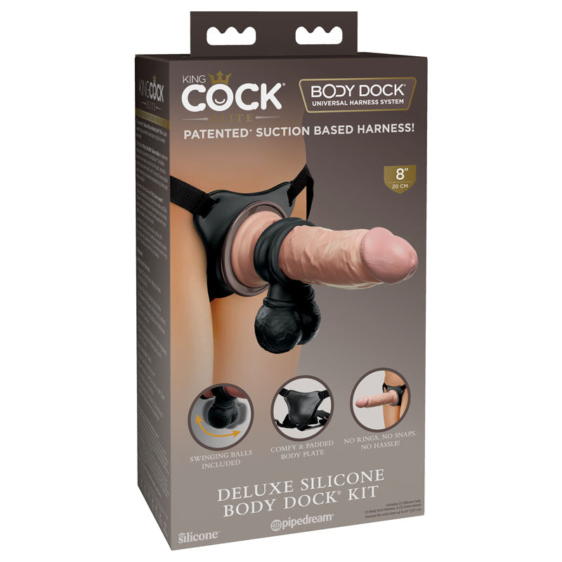 King Cock Elite Deluxe Body Dock Kit with Dong & Swinging Balls Ring