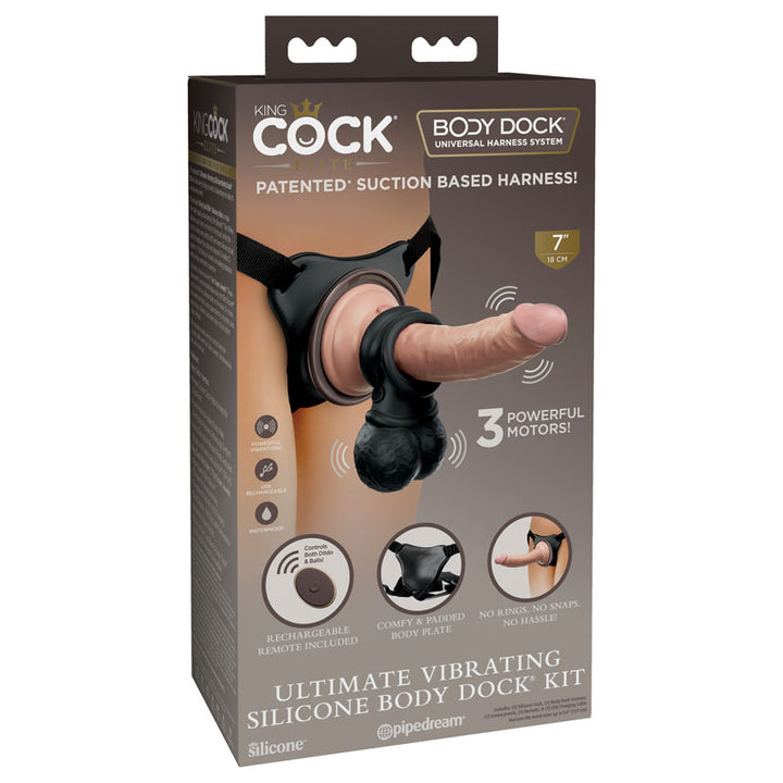 King Cock Elite Ultimate Vibrating Body Dock Kit with Vibrating Dong & Balls