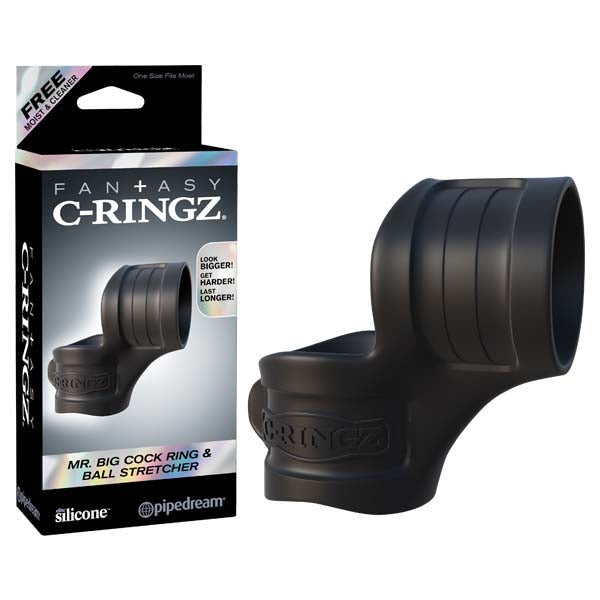 Fantasy C-ringz Mr Big Cock Ring And Ball Stretcher - Black Cock & Ball Rings