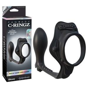 Fantasy C-ringz Rock Hard Ass-gasm - Black Cock Ring with Vibrating Plug