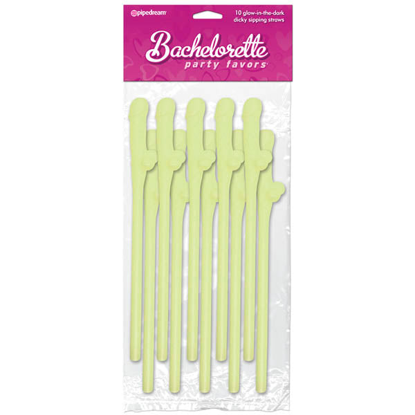 Bachelorette Dicky Sipping Straws - Glow in the Dark - 10 Pack