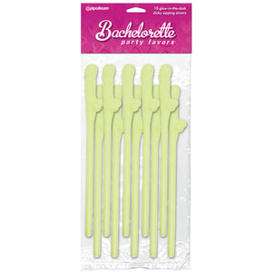 Bachelorette Dicky Sipping Straws - Glow in the Dark - 10 Pack