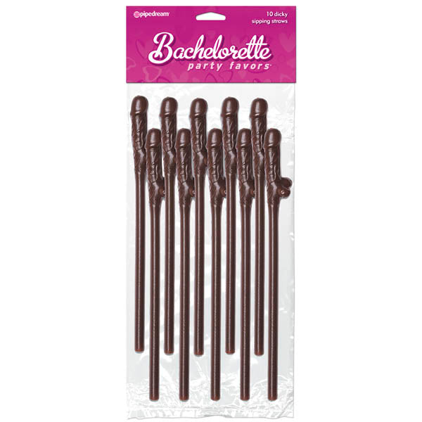 Bachelorette Party Dicky Sipping Straws - Chocolate - 10 Pack
