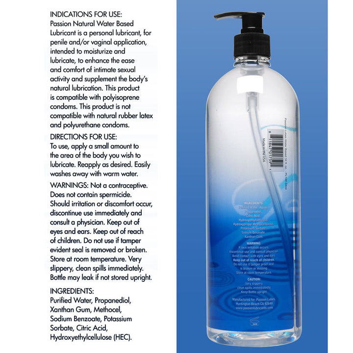 Passion Natural Water Based Lubricant - 1000ml