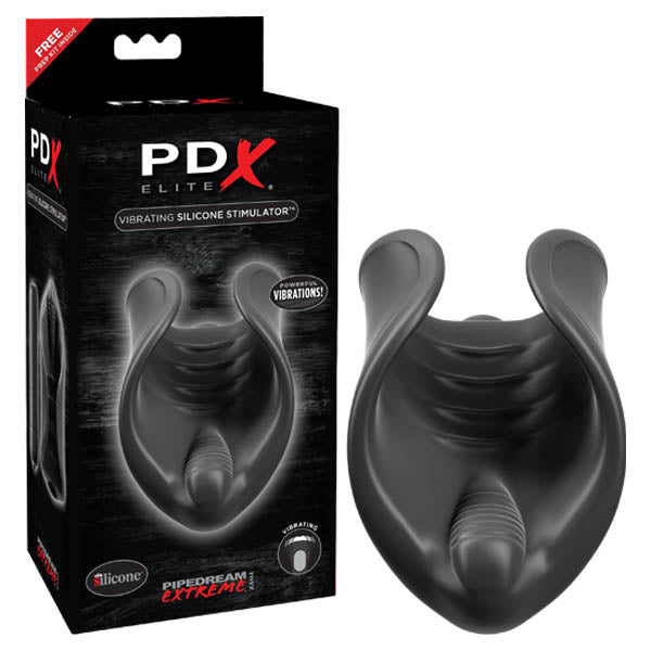 PDX Elite Vibrating Silicone Stimulator - Black Vibrating Stroker