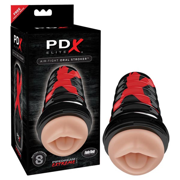 PDX Elite Air-Tight Oral Stroker - Black/Flesh Mouth Stroker